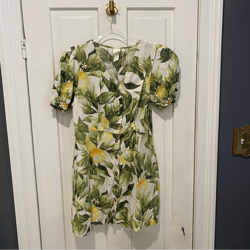 H&M Green and Yellow lemon Dress